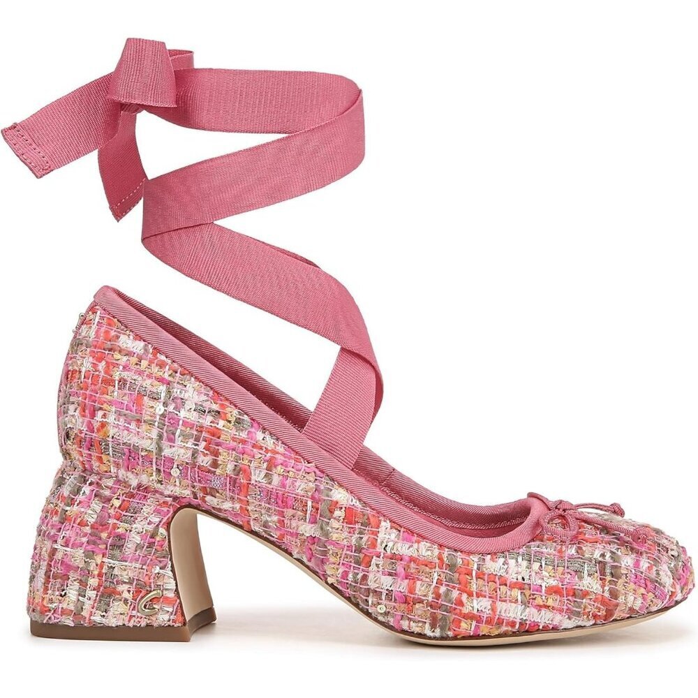 Circus by Sam Edelman Womens Pink Multi Fabric Block Heel Della Lace-up Pump - Picture 6 of 7